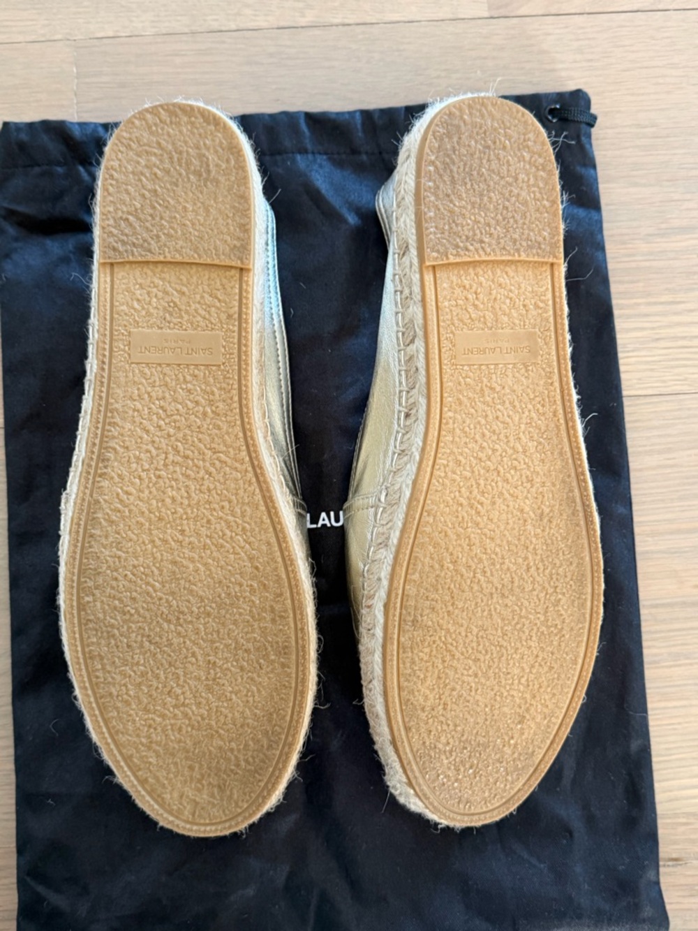 Saint Laurent Logo Metallic Gold Espadrille. Like new! Size 9 39EU - Picture 5 of 8